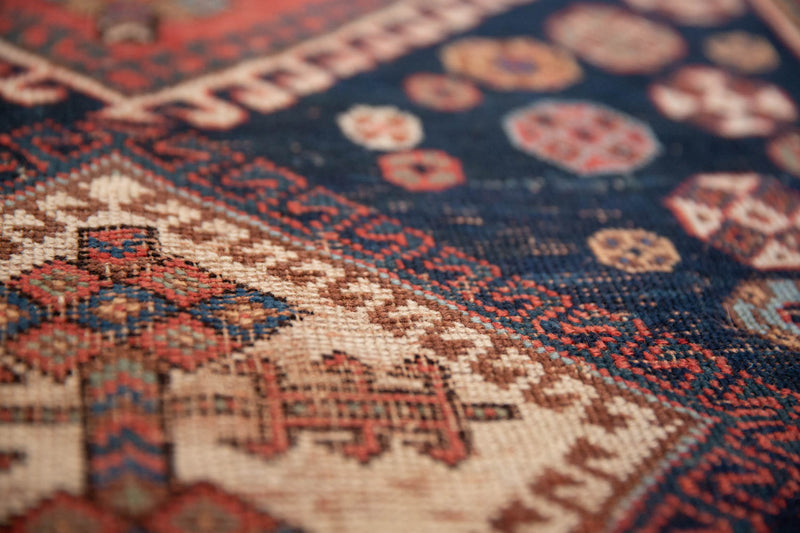 Vintage handmade Penny Rug by Semi-nomads with Geometric Designs